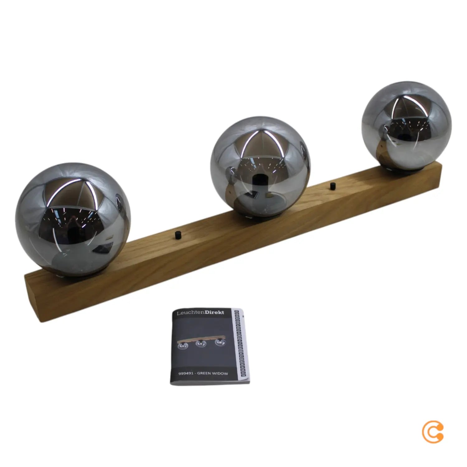 B-Ware Just Light Deckenleuchte Lampe Green Widow Glaskugeln Dreiflammig Schwarz Grau - 4043689994914