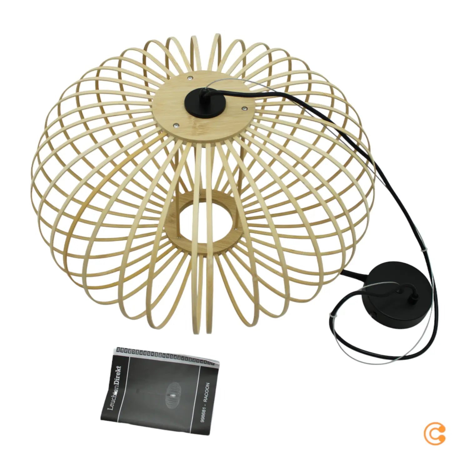 B-Ware Just Light Hängelampe Pendelleuchte Racoon Lampe Led Hellbraun Holzschirm H880 - 4043689986810