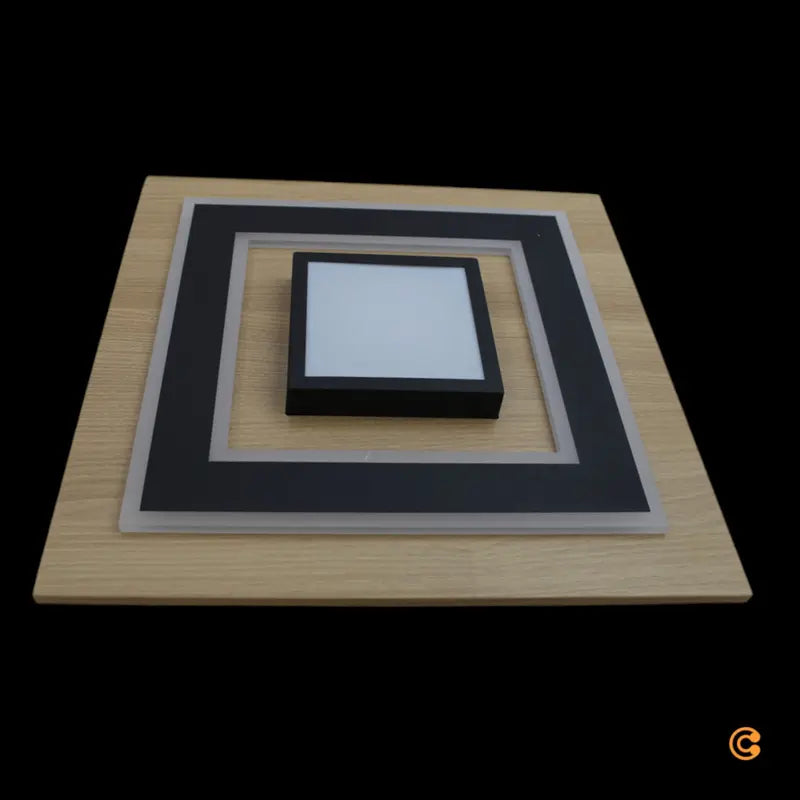 JUST LIGHT LED Deckenlampe Leuchte Tola Holz hell schwarz 3000K 40x40cm 26W - 4043689000455