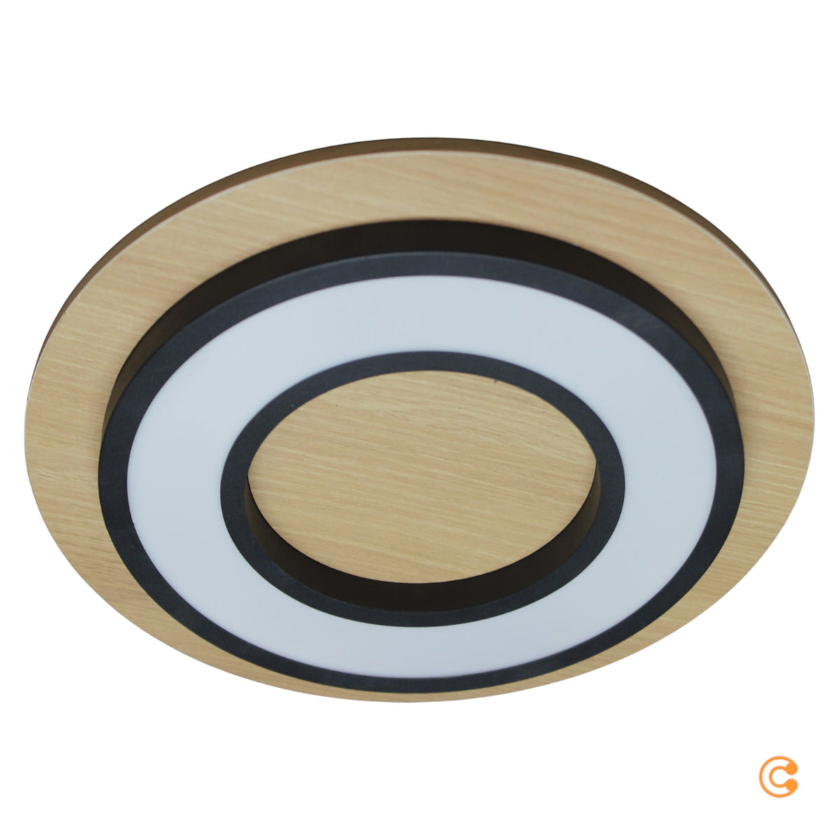 JUST LIGHT Deckenleuchte Lampe LED Holz schwarz Tola rund Warmweiß 3000K - 4043689000516