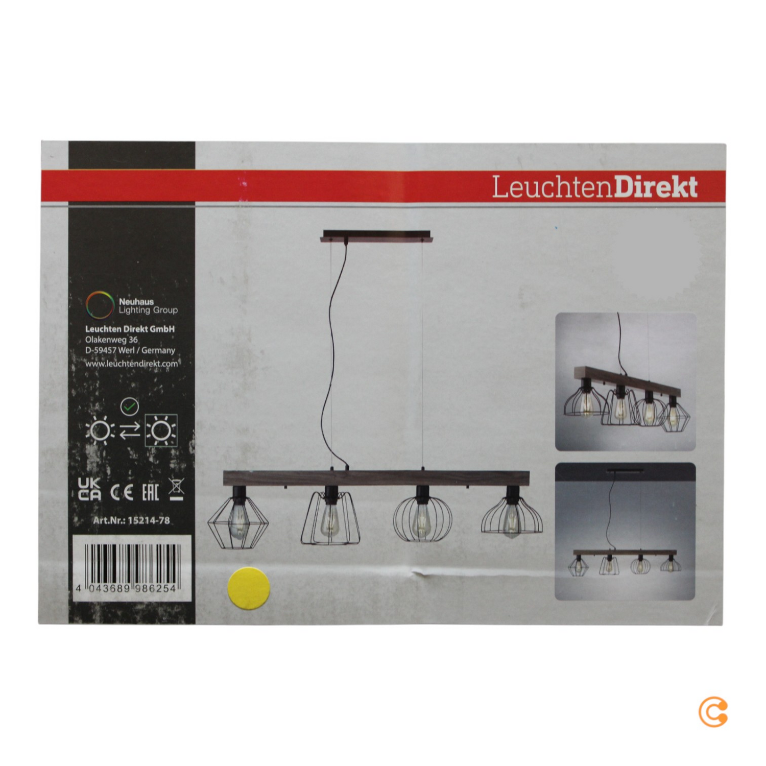 Just Light. Pendelleuchte Kaska Vierflammig Pendellampe Deckenlampe Leuchte E27 B-Ware
