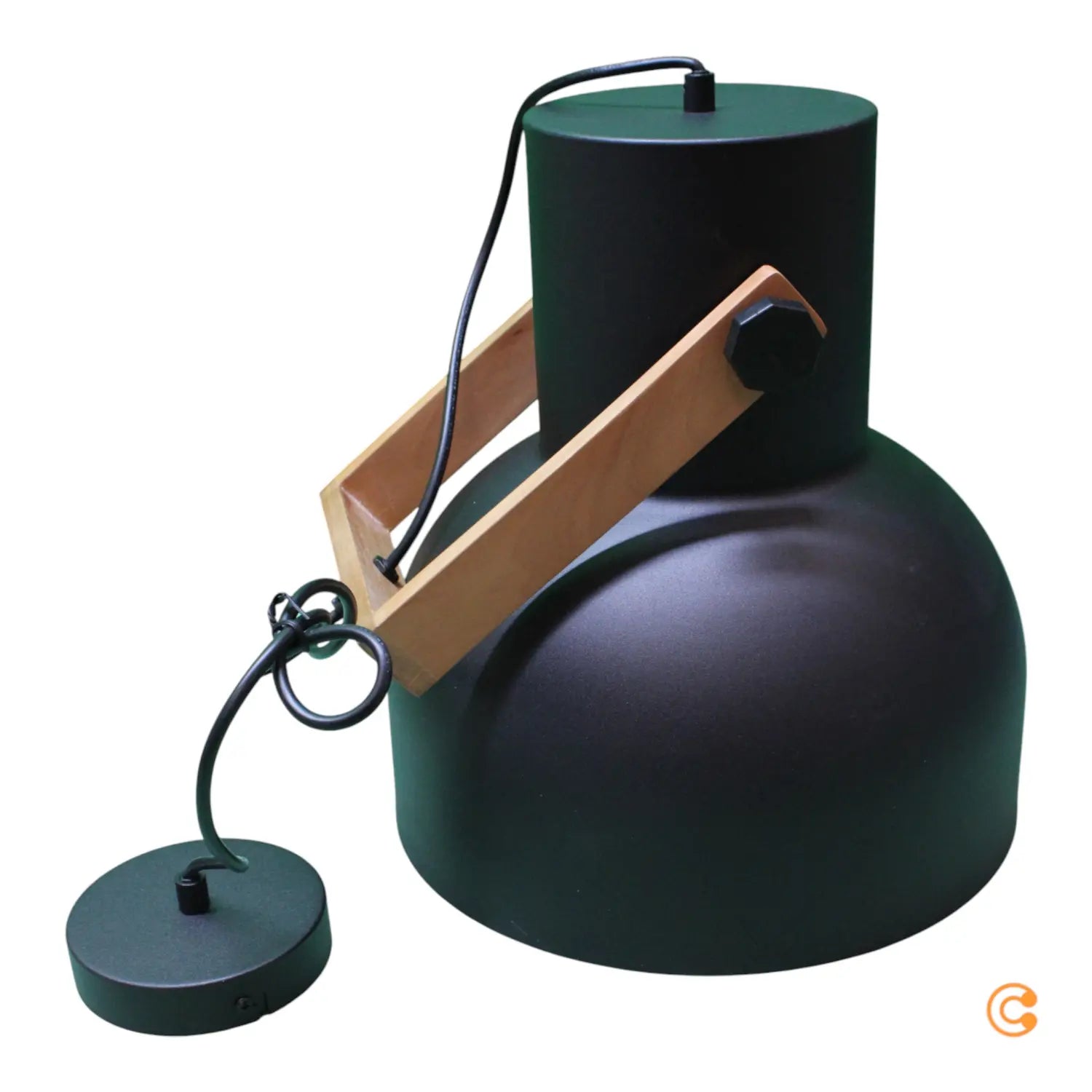 B-Ware Just Light Pendelleuchte Lampe Hängelampe Schwarz Cup 2 1x E27 Akazienholz - 4043689000714