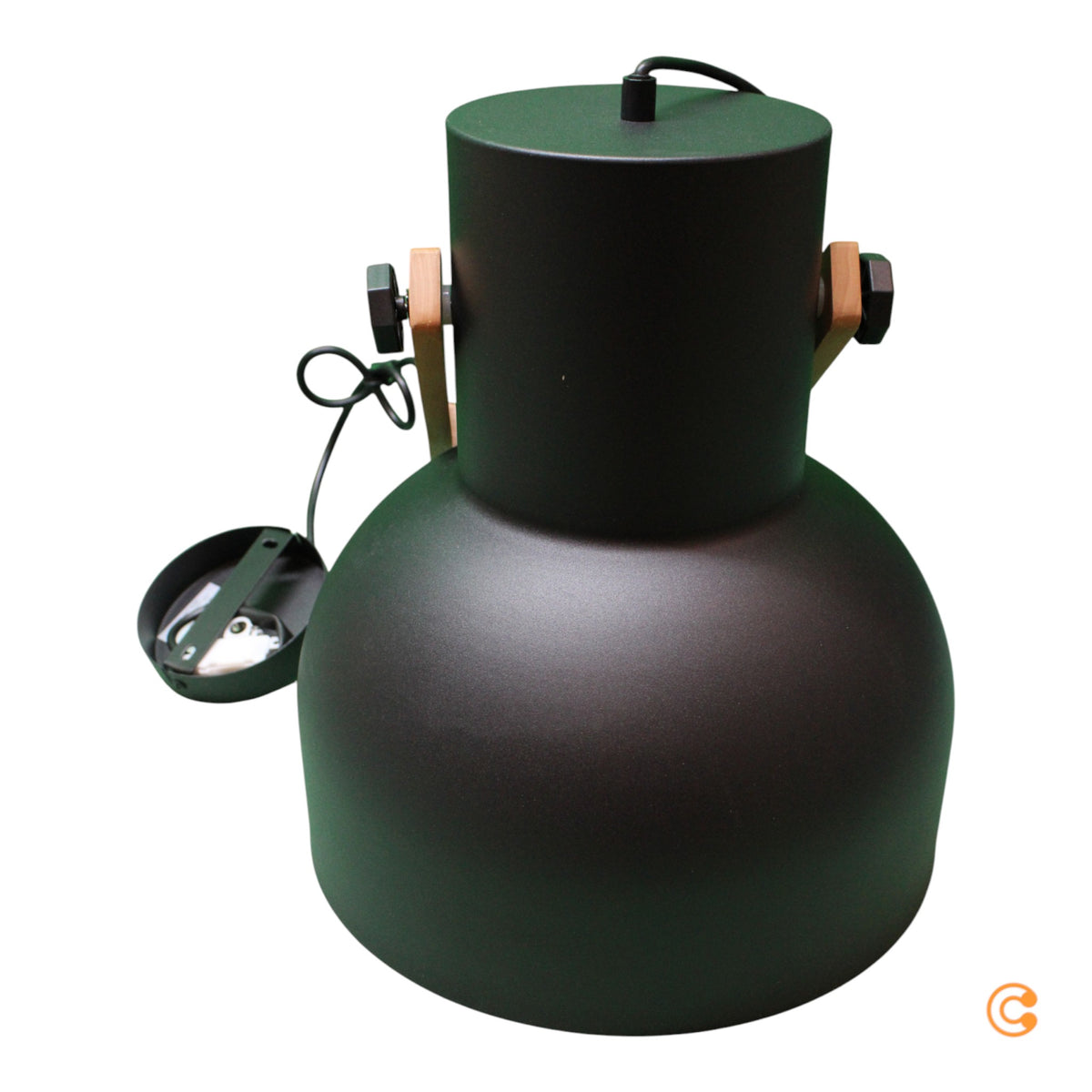 JUST LIGHT Pendelleuchte Lampe Hängelampe schwarz CUP 2 1x E27 Akazienholz - 4043689000714