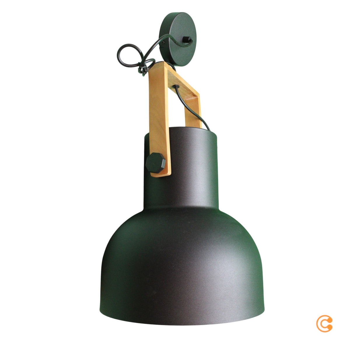 JUST LIGHT Pendelleuchte Lampe Hängelampe schwarz CUP 2 1x E27 Akazienholz - 4043689000714