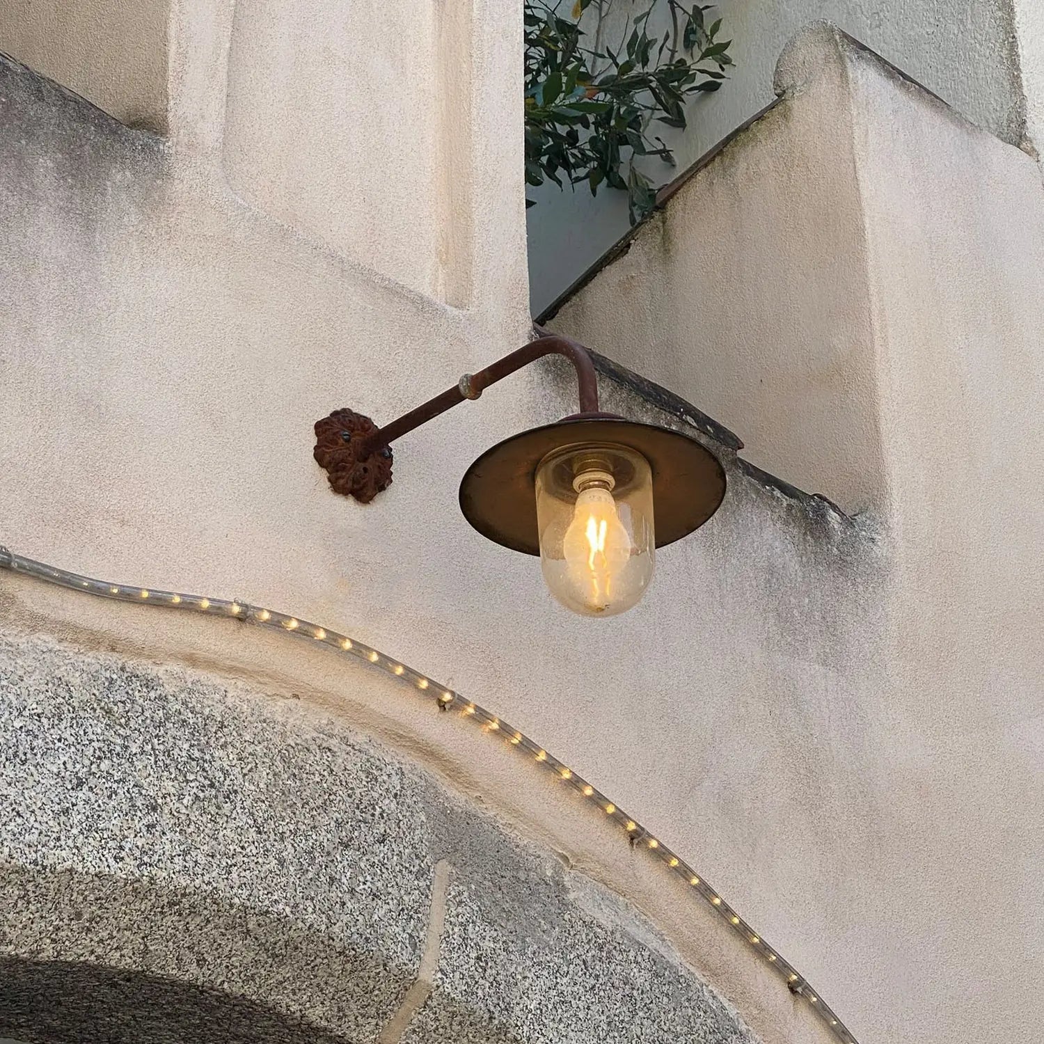 B-Ware K.S. Verlichting Außenwandlampe Wandlampe Provence Eisen Rostbraun Glas E27 Led - 8714732758307