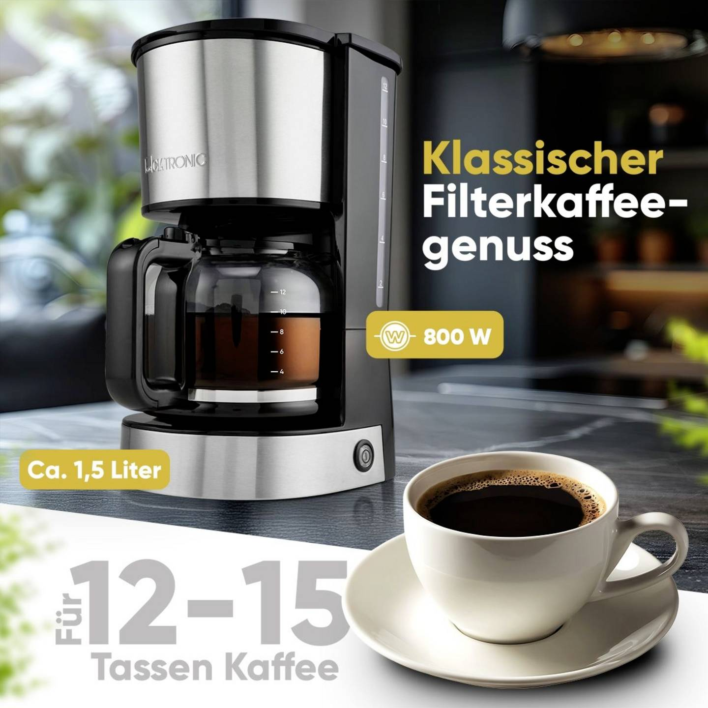 B-Ware Clatronic Ka 3808 Kaffeeautomat Kaffeemaschine Schwarz Inox Edelstahl 12 Cup - 4006160640076