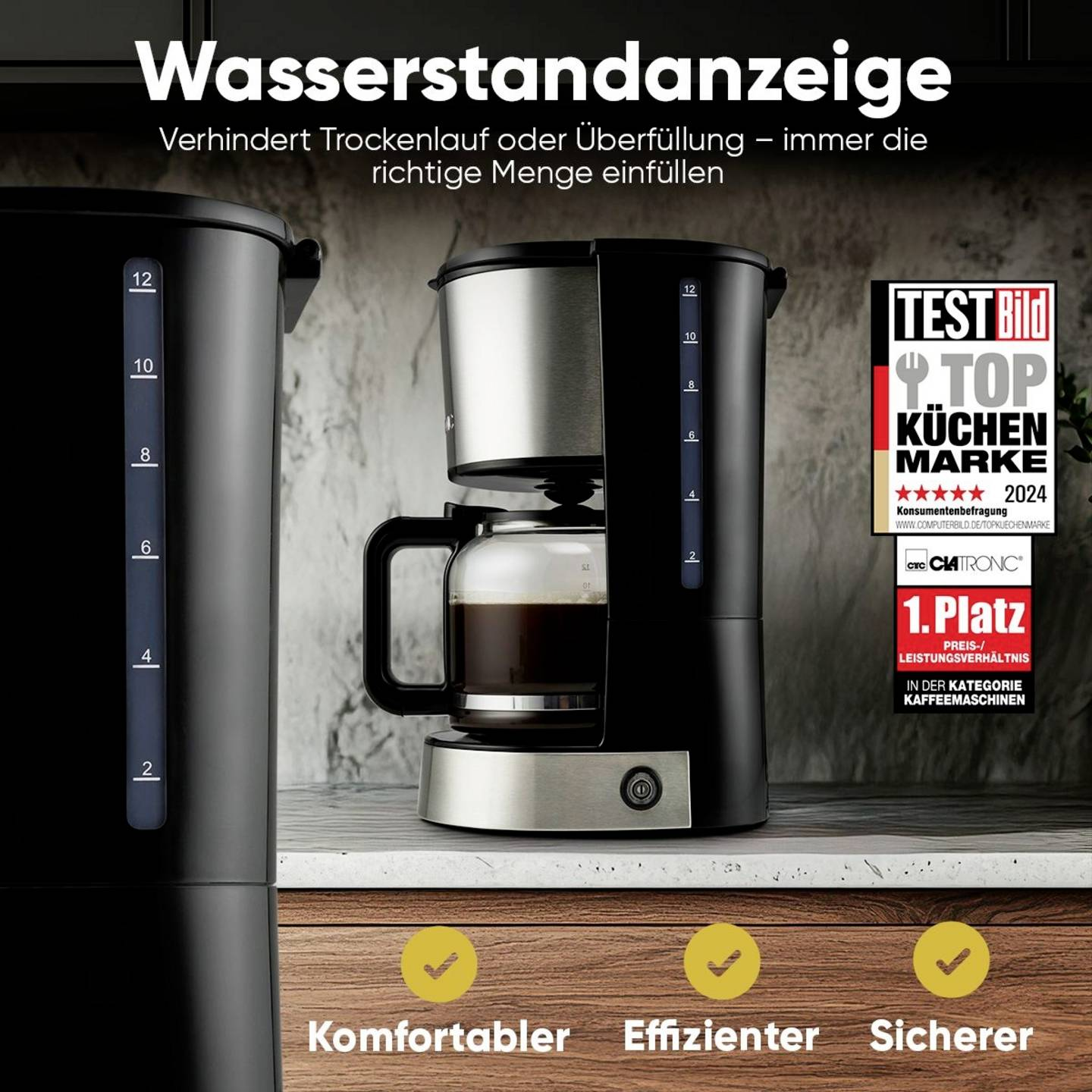 B-Ware Clatronic Ka 3808 Kaffeeautomat Kaffeemaschine Schwarz Inox Edelstahl 12 Cup - 4006160640076