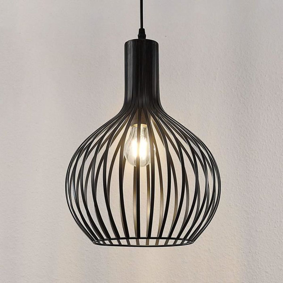 Lampenwelt Käfig-Pendelleuchte Pendelleuchte Lampe Leuchte Anina schwarzem Metal - 4251096552911