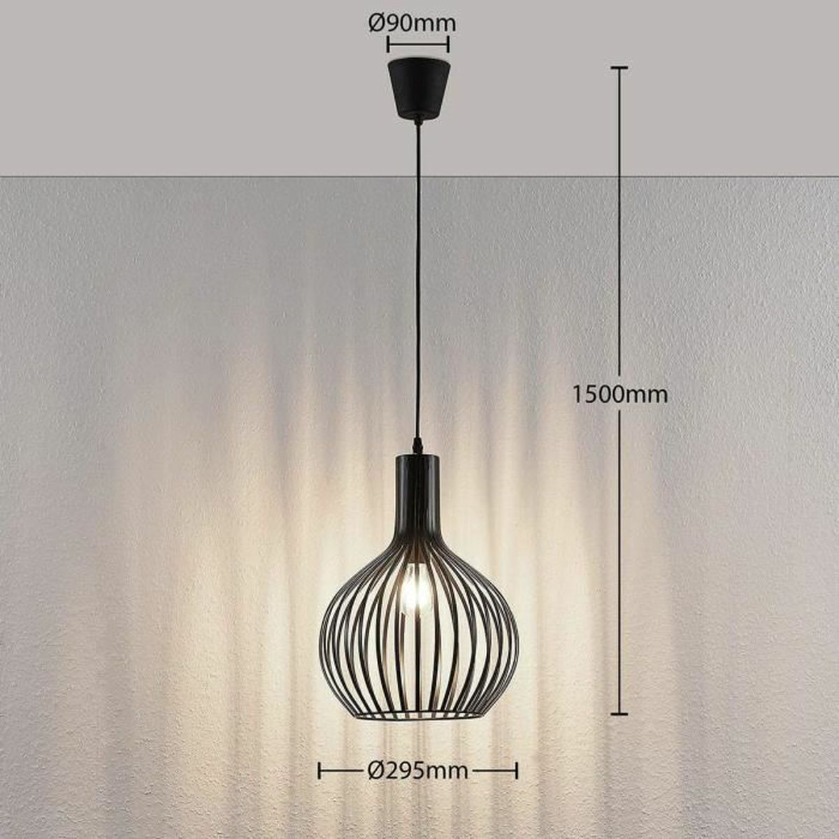B-Ware Lampenwelt Käfig Pendelleuchte Pendelleuchte Lampe Leuchte Anina Schwarzem Metal - 4251096552911