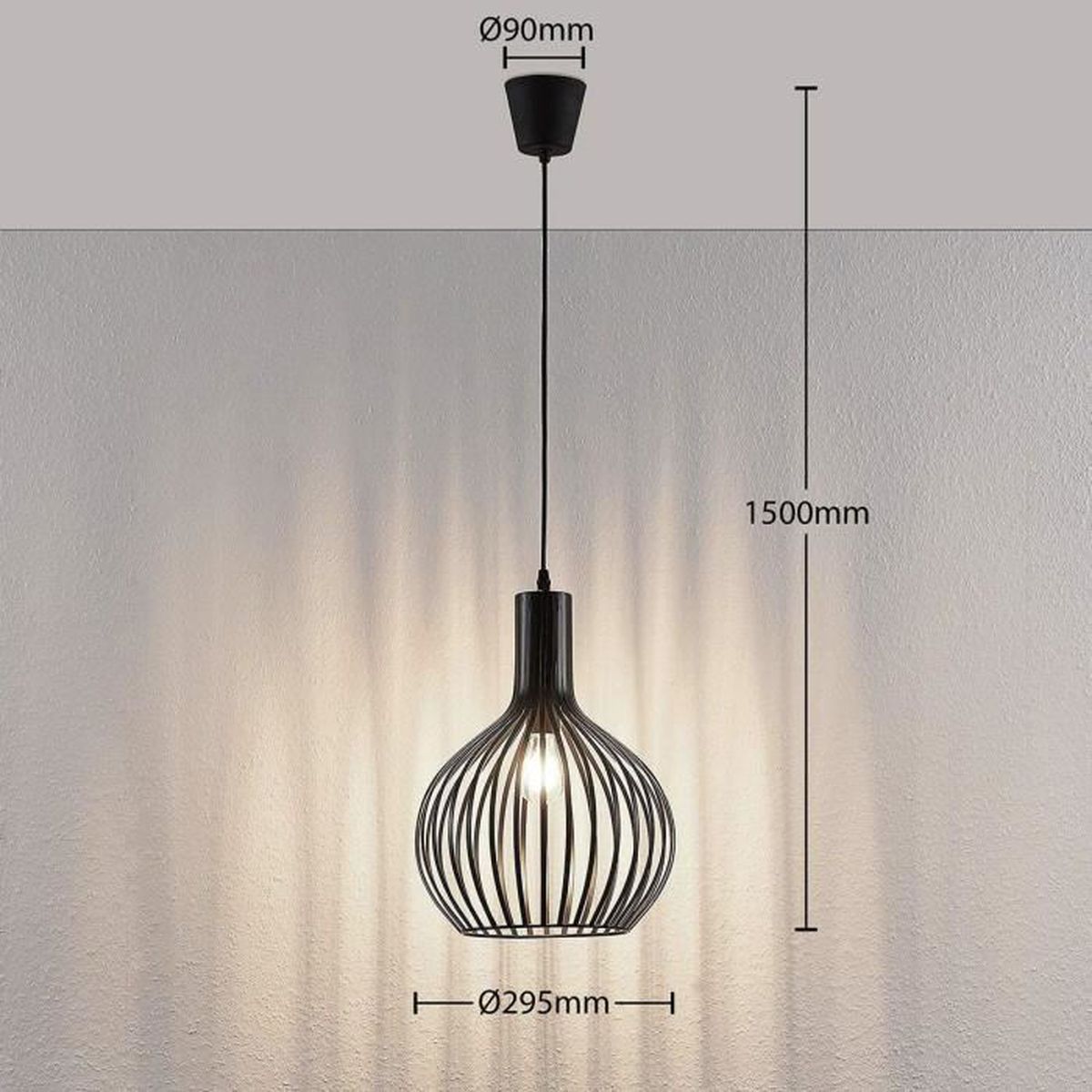 Lampenwelt Käfig-Pendelleuchte Pendelleuchte Lampe Leuchte Anina schwarzem Metal - 4251096552911