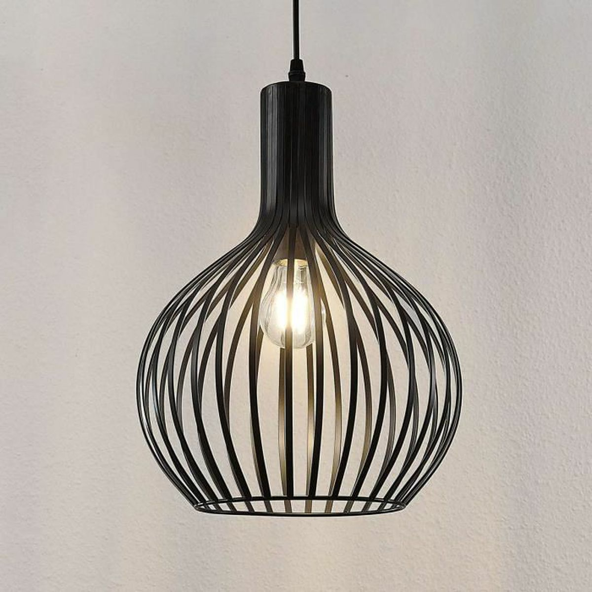 B-Ware Lampenwelt Käfig Pendelleuchte Pendelleuchte Lampe Leuchte Anina Schwarzem Metal - 4251096552911