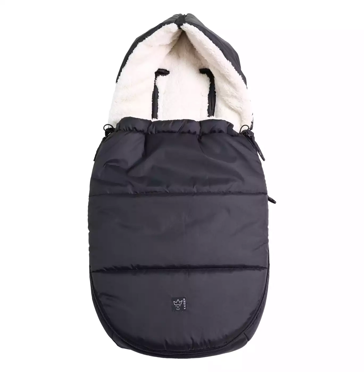 KAISER Hoody 2.0 Fußsack Babyschalenfußsack Schwarz Baby Kapuze Sherpa Fleece - 4011863842511