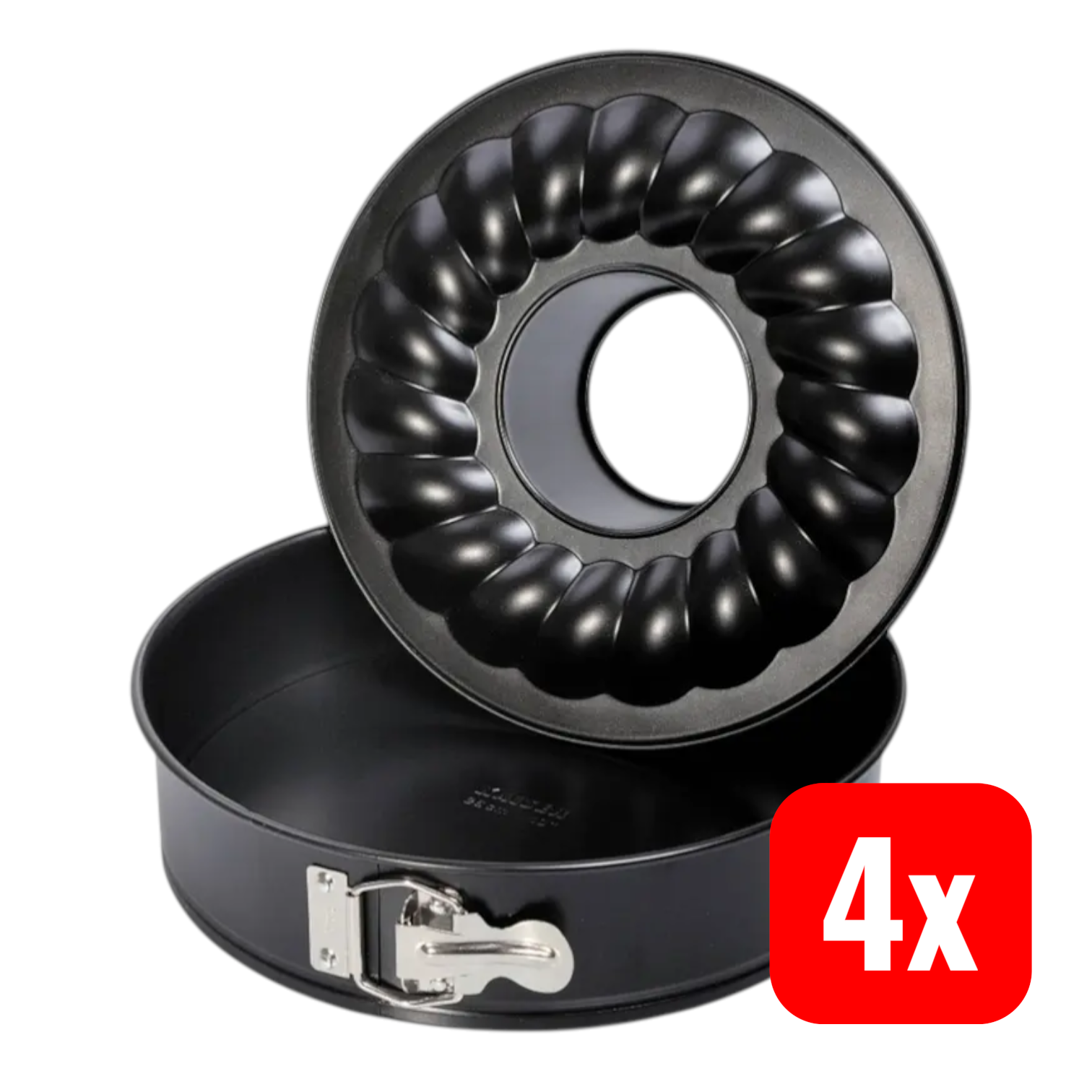 Kaiser Springform Backform Kuchen 28cm Schwarz Flachboden Rohrboden 4 STÜCK - 4006932621067