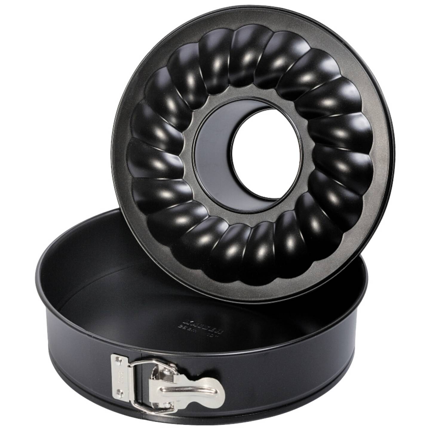 Kaiser Springform Backform Kuchen 28cm Schwarz Flachboden Rohrboden 4 STÜCK - 4006932621067