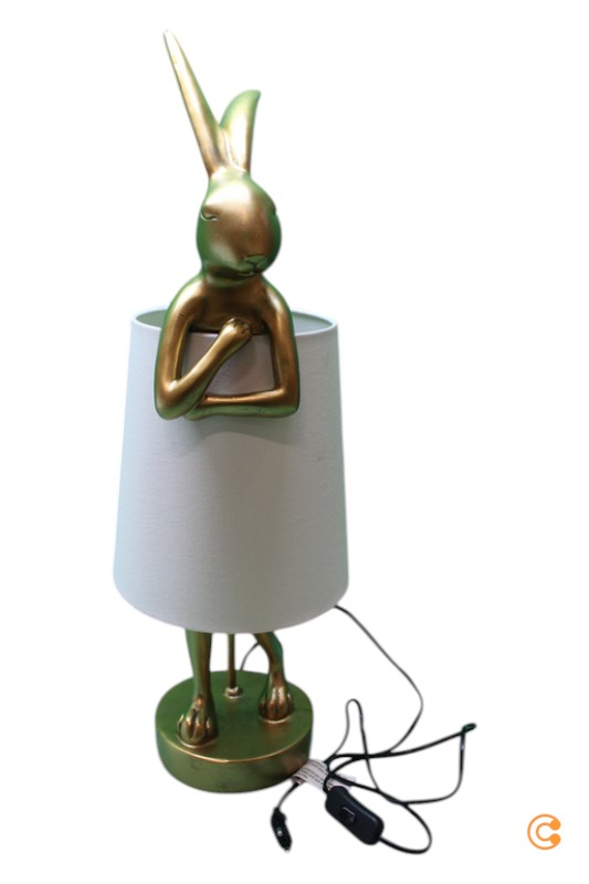 Kare Animal Rabbit Tischleuchte Tischlampe Tischlicht Leuchte Licht Gold Weiß B-Ware