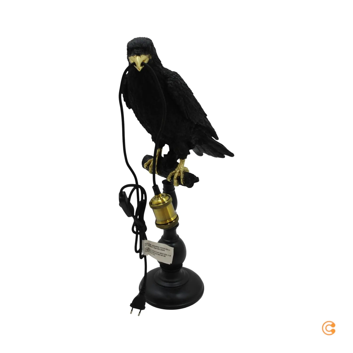 B-Ware Kare Tischleuchte Lampe Animal Sitting Crow Krähe Schwarz Polyresin E27 Deko  - 4025621527053