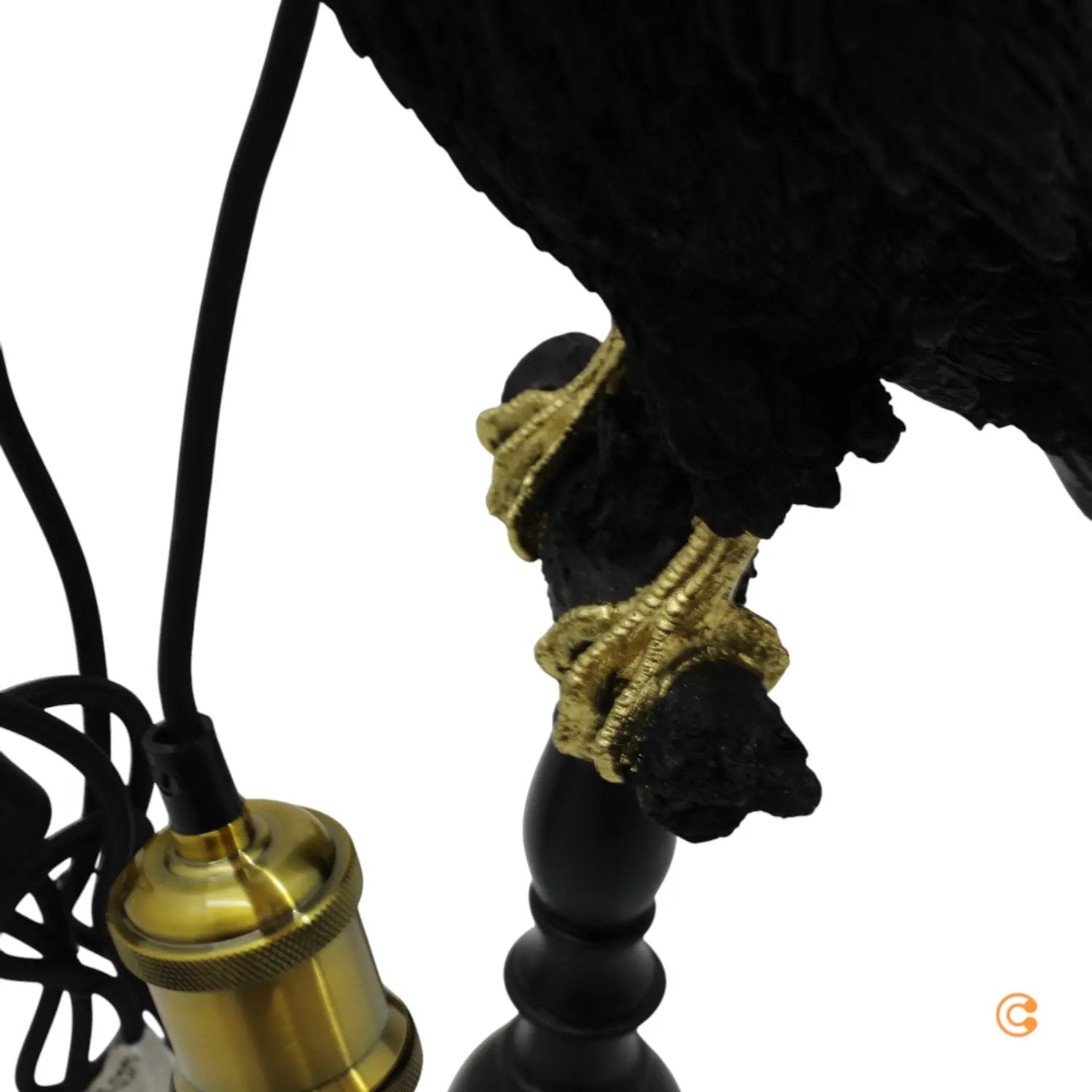 B-Ware Kare Tischleuchte Lampe Animal Sitting Crow Krähe Schwarz Polyresin E27 Deko  - 4025621527053