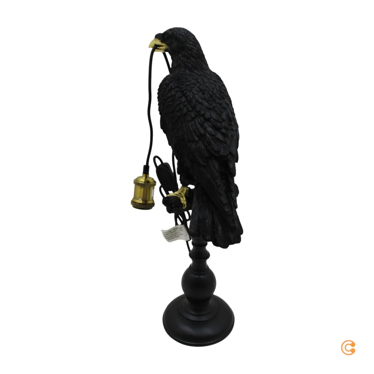 B-Ware Kare Tischleuchte Lampe Animal Sitting Crow Krähe Schwarz Polyresin E27 Deko  - 4025621527053