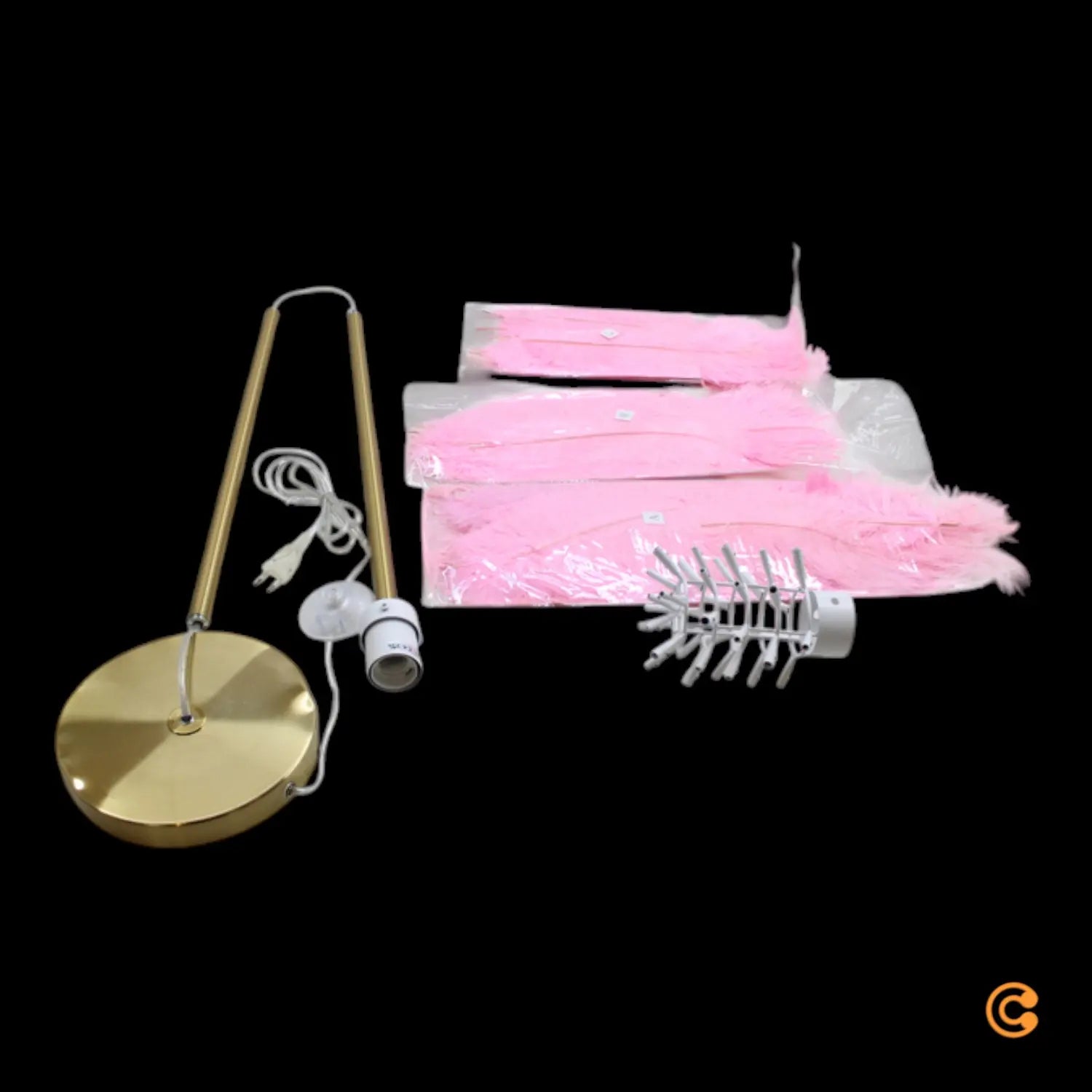 B-Ware Kare Feather Palm Stehleuchte Stehlampe Standleuchte Leuchte E27 Mit Federn Pink - 4025621537489