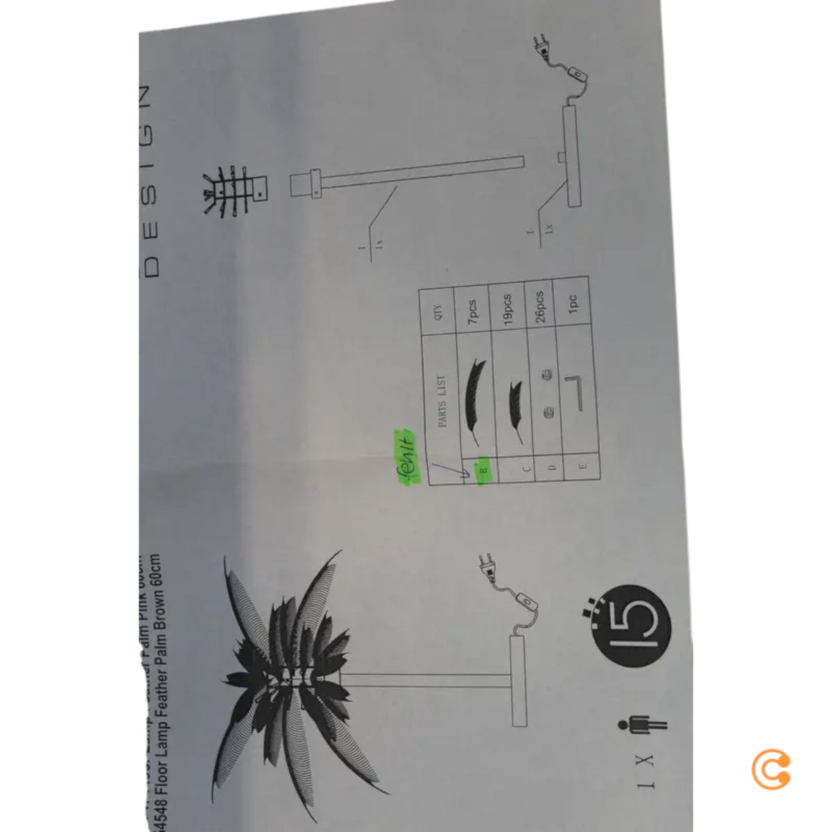 KARE Tischleuchte Lampe Federn Palm Tischlampe Deko pink Stahl SIEHE TEXT/FOTO - 4025621537472