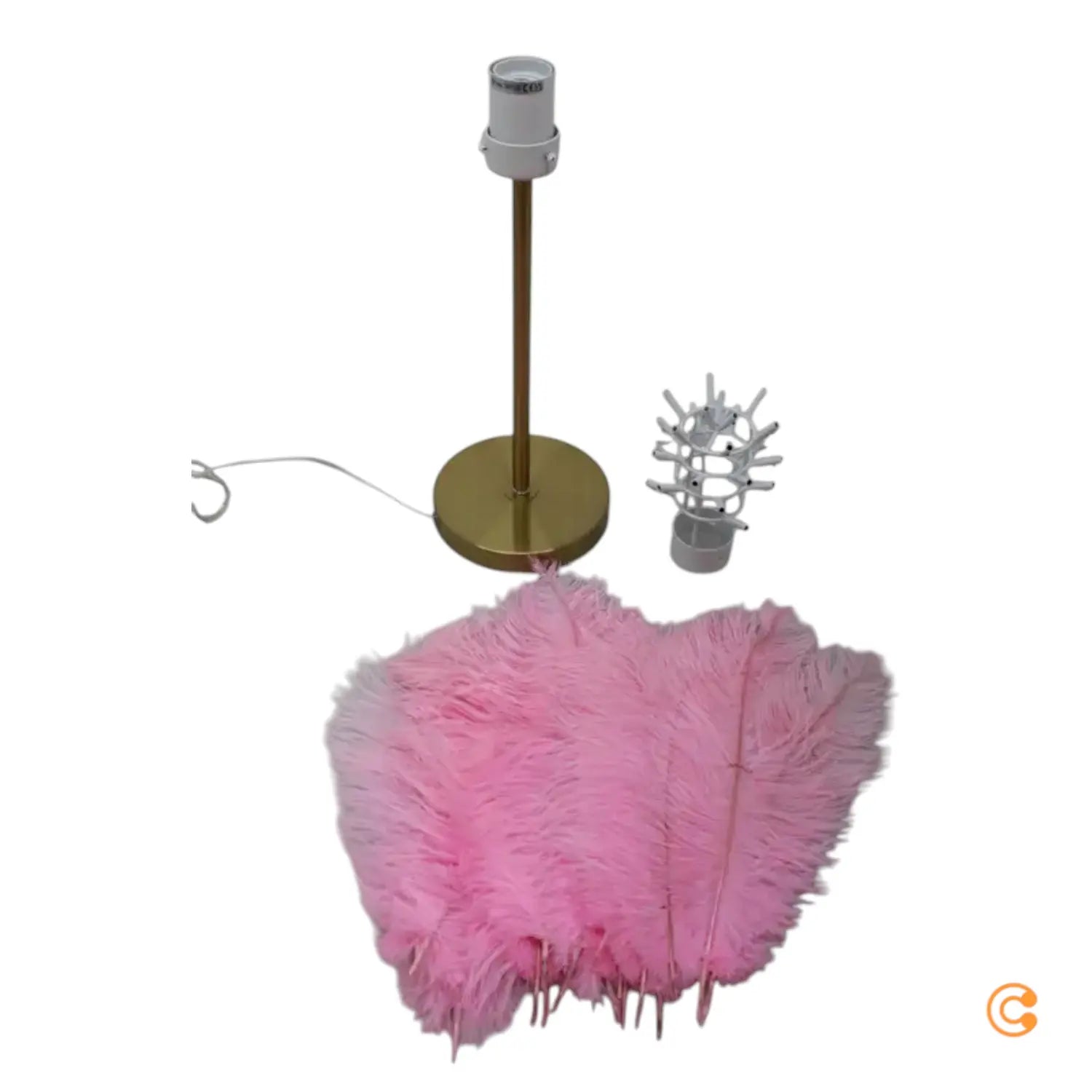 B-Ware Kare Tischleuchte Lampe Federn Palm Tischlampe Deko Pink Stahl Siehe Text/Foto - 4025621537472