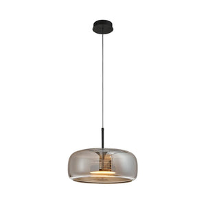 B-Ware Viokef Pendelleuchte Hängelampe Led Glas Metall Rauchgrau Schwarz Deco 33 Cm