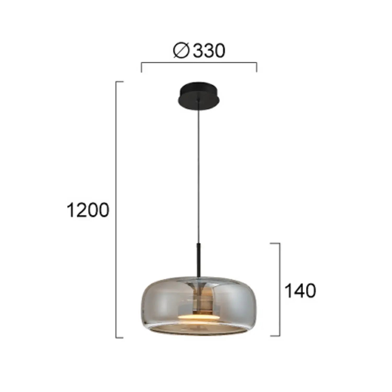 B-Ware Viokef Pendelleuchte Hängelampe Led Glas Metall Rauchgrau Schwarz Deco 33 Cm - 10050271