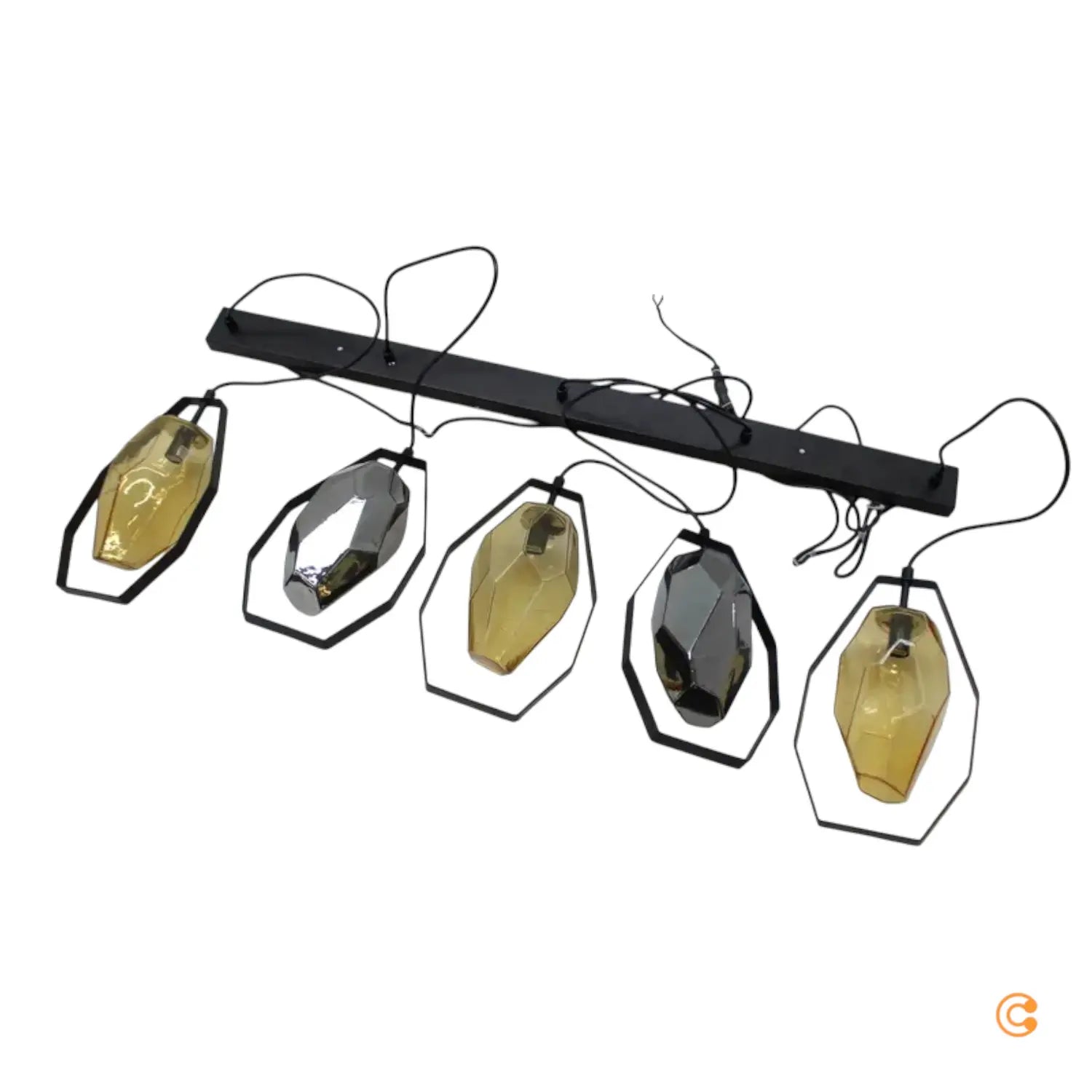 B-Ware Kare Hängeleuchte Balkenpendelleuchte Diamond Fever Dining Schwarz 5 Flammig  - 4025621553960