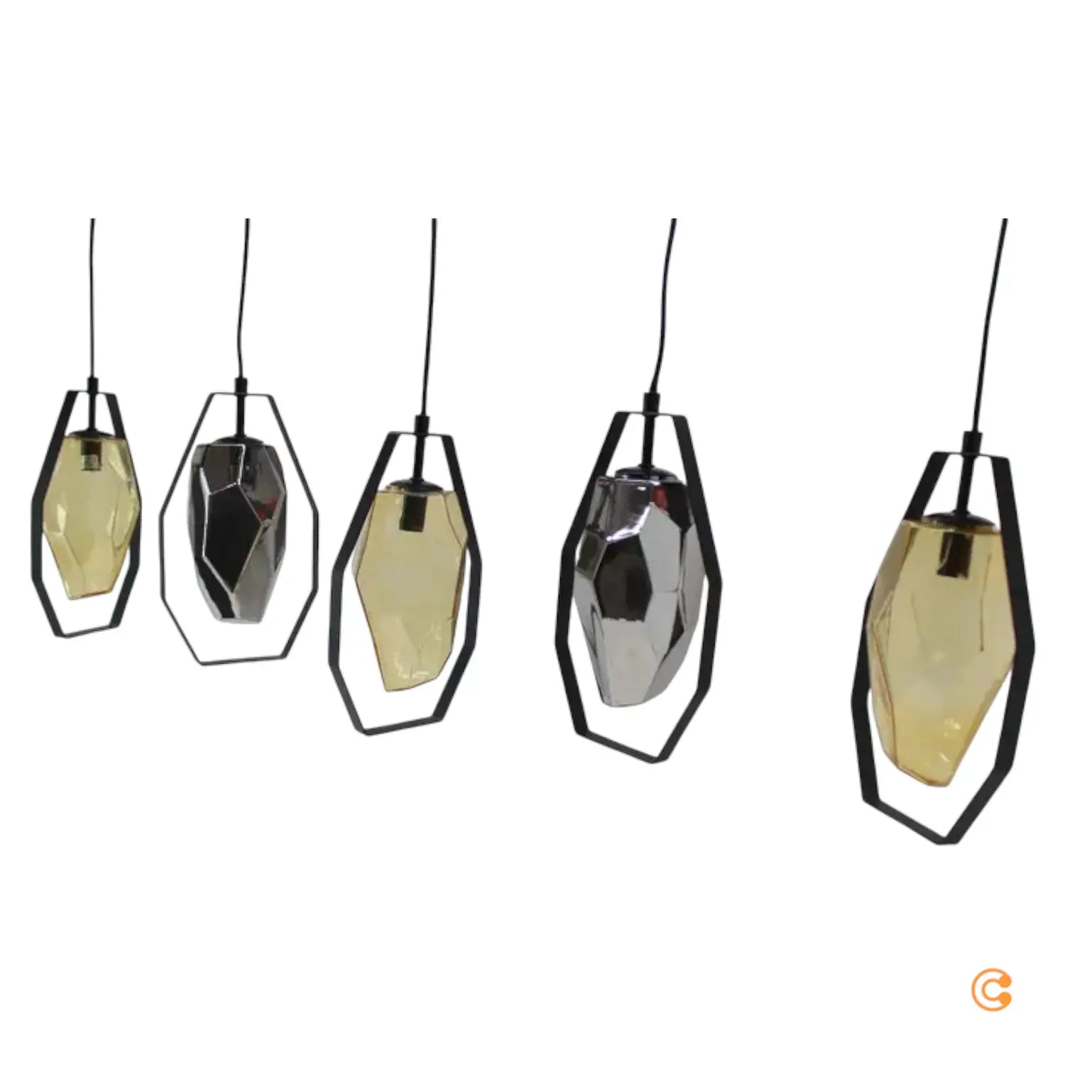 B-Ware Kare Hängeleuchte Balkenpendelleuchte Diamond Fever Dining Schwarz 5 Flammig  - 4025621553960