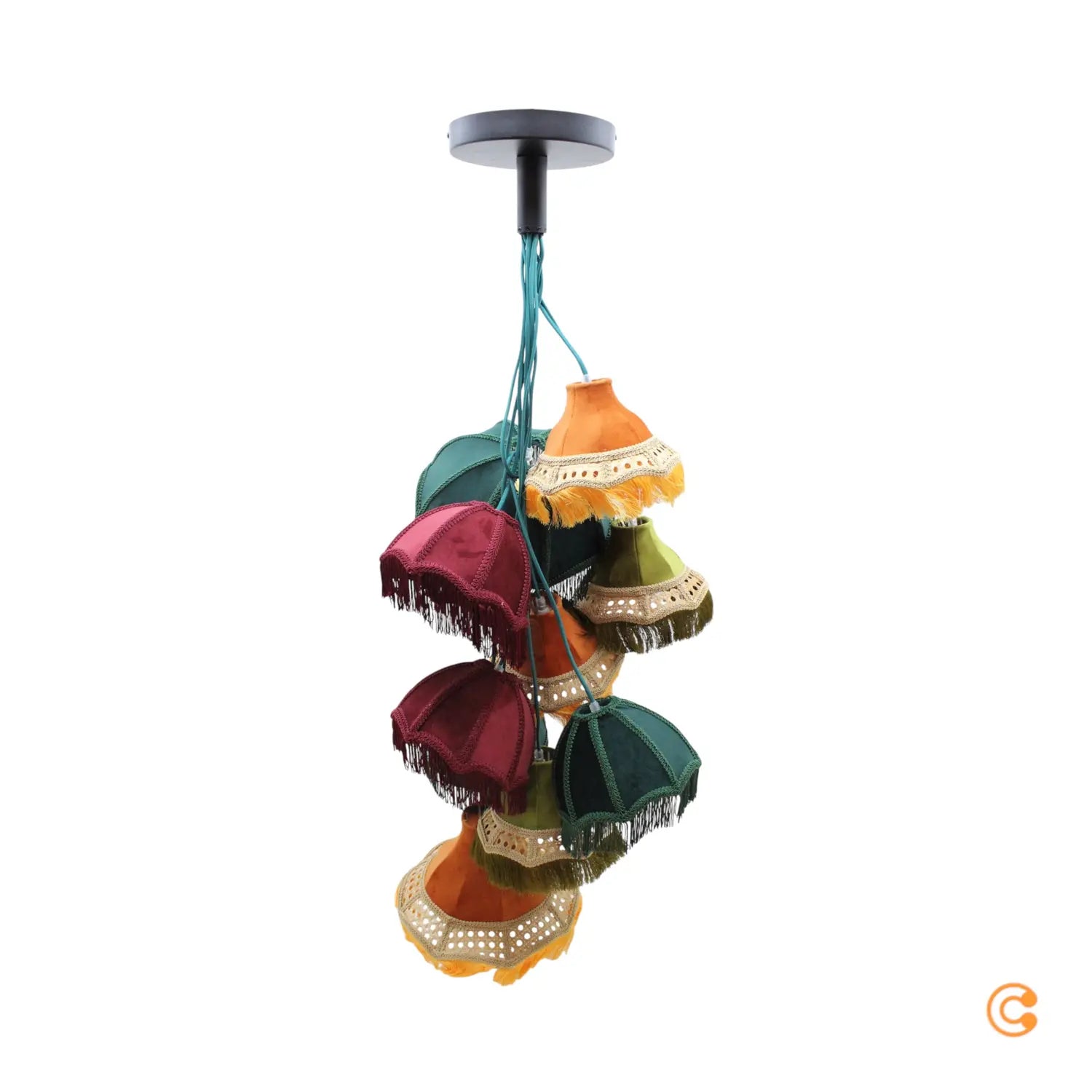 B-Ware Kare Hängeleuchte Pendelleuchte Saloon Fringes Lampe Bunt 10 Flammig E14 Led - 4025621574651