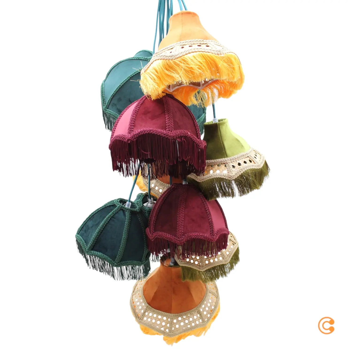 B-Ware Kare Hängeleuchte Pendelleuchte Saloon Fringes Lampe Bunt 10 Flammig E14 Led - 4025621574651