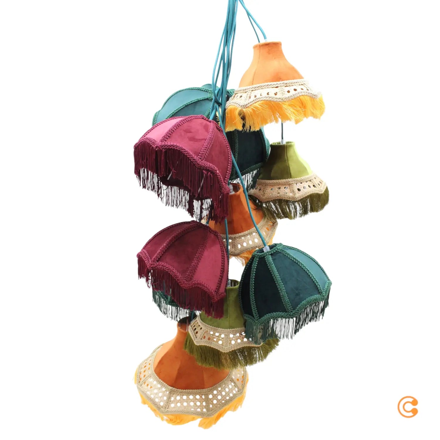 B-Ware Kare Hängeleuchte Pendelleuchte Saloon Fringes Lampe Bunt 10 Flammig E14 Led - 4025621574651