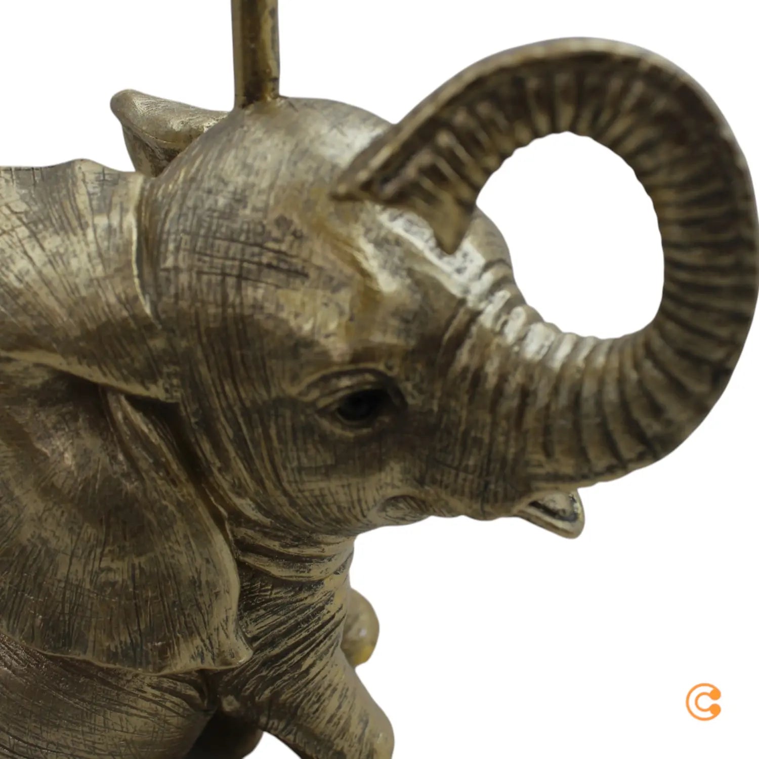 B-Ware Kare Tischleuchte Lampe Happy Elefant Schirm Leuchte Schwarz Gold Kunstharz - 4025621555391