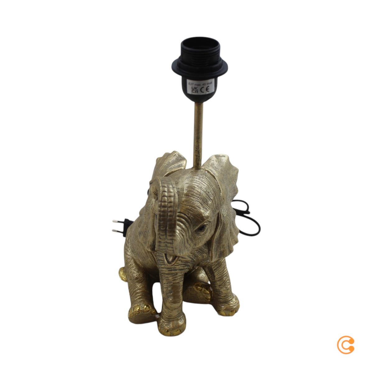 KARE Tischleuchte Lampe Happy Elefant Schirm Leuchte Schwarz Gold Kunstharz - 4025621555391
