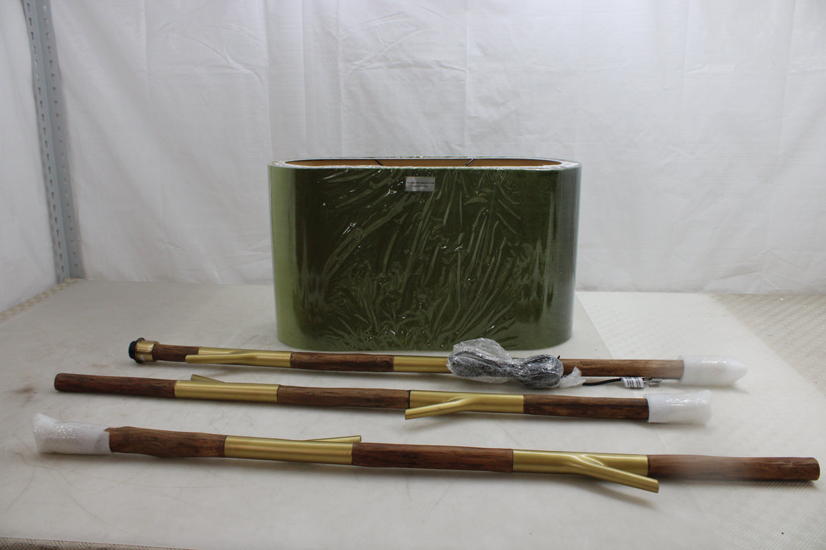 Kare Stehleuchte Stehlampe Twig Grün Gold Baumwolle Holz E27 SIEHE TEXT/FOTO - 4025621575672