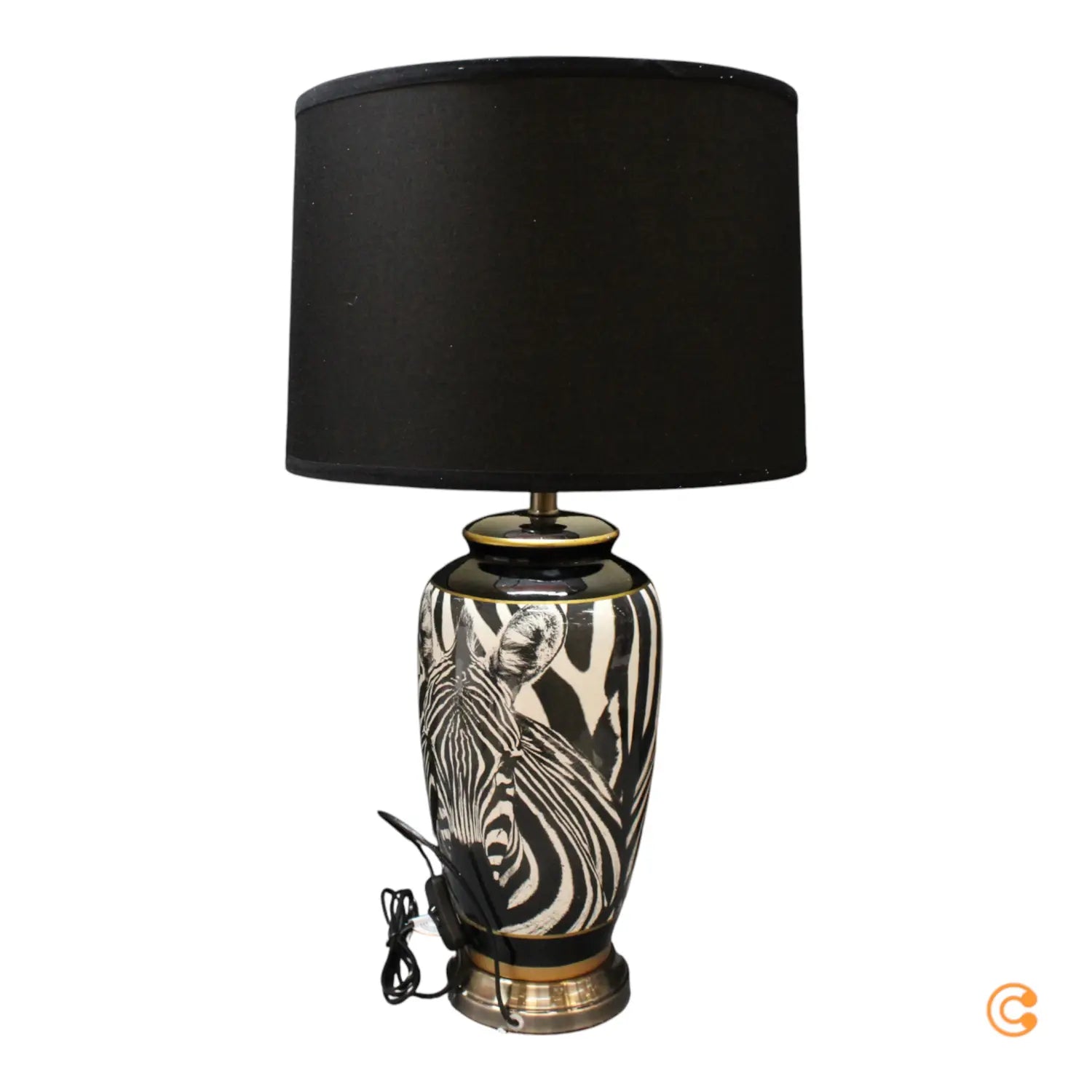 B-Ware Kare Tischlampe Leuchte Zebra Face Schwarz Textil Porzellan 71 Cm Tischleuchte - 4025621561286