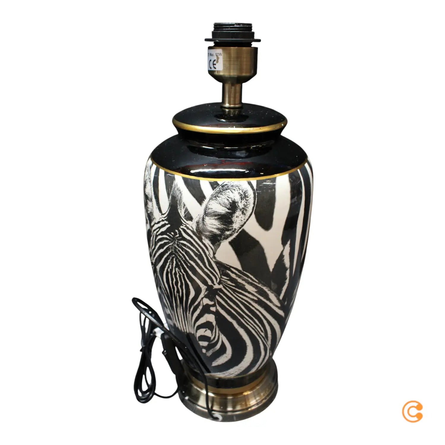 B-Ware Kare Tischlampe Leuchte Zebra Face Schwarz Textil Porzellan 71 Cm Tischleuchte - 4025621561286