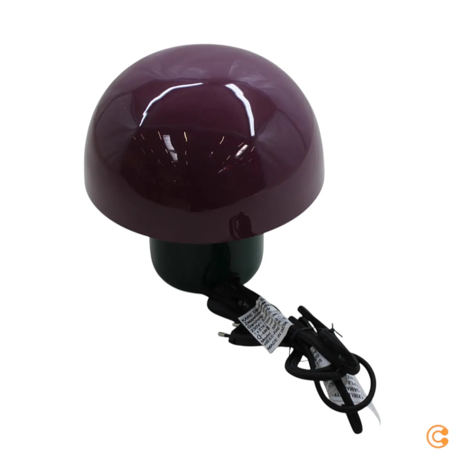B-Ware Kare Tischleuchte Lampe Mushroom Lila Grün Stahl E14 Led Schalter Kabel 20 Cm - 4025621565123