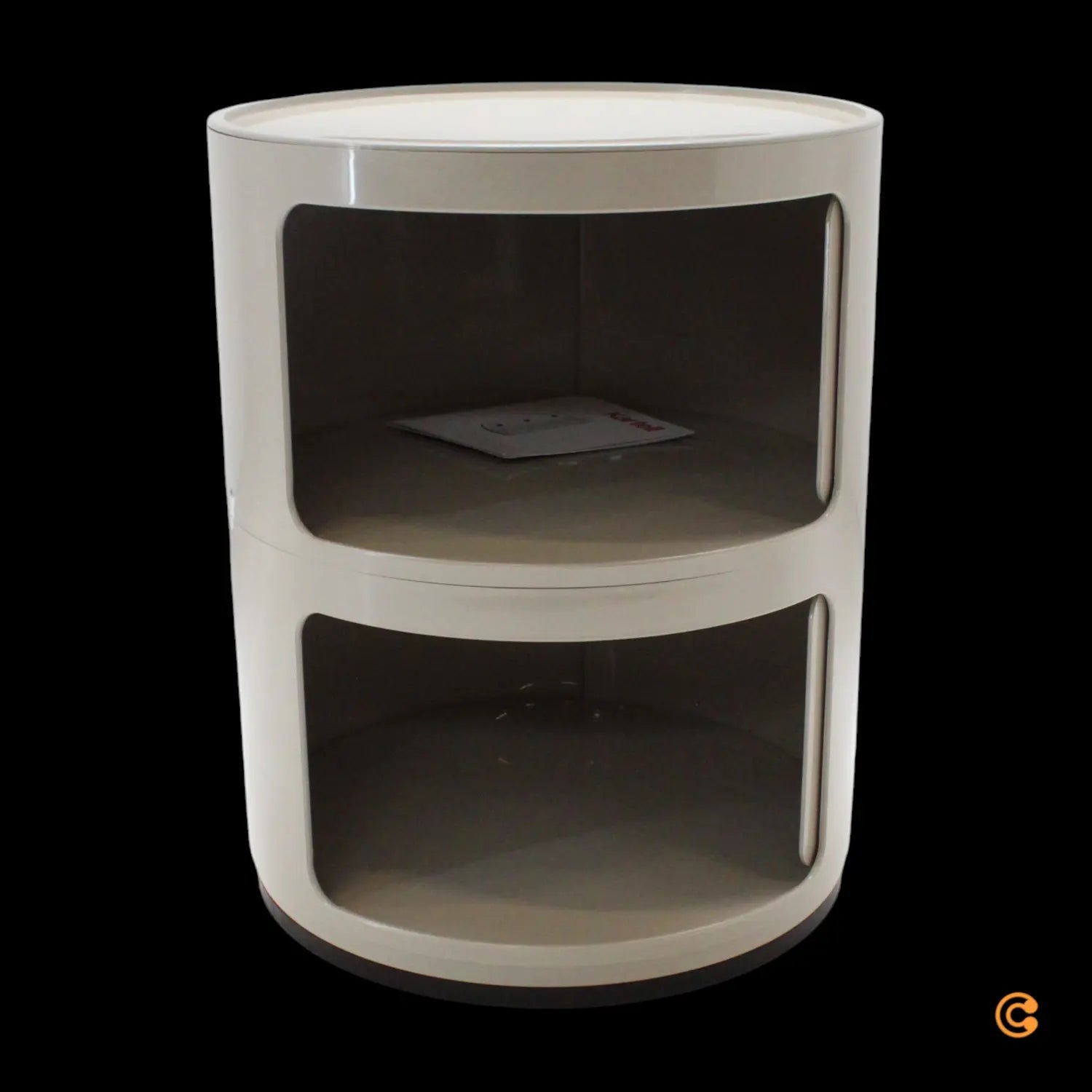 Kartell Componibili Container Schrank Aufbewahrung Rund 2 Ebenen Taubengrau B-Ware