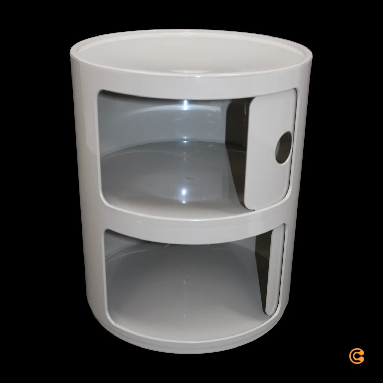 Kartell Componibili Container Schrank Aufbewahrung Rund 2 Ebenen Taubengrau B-Ware