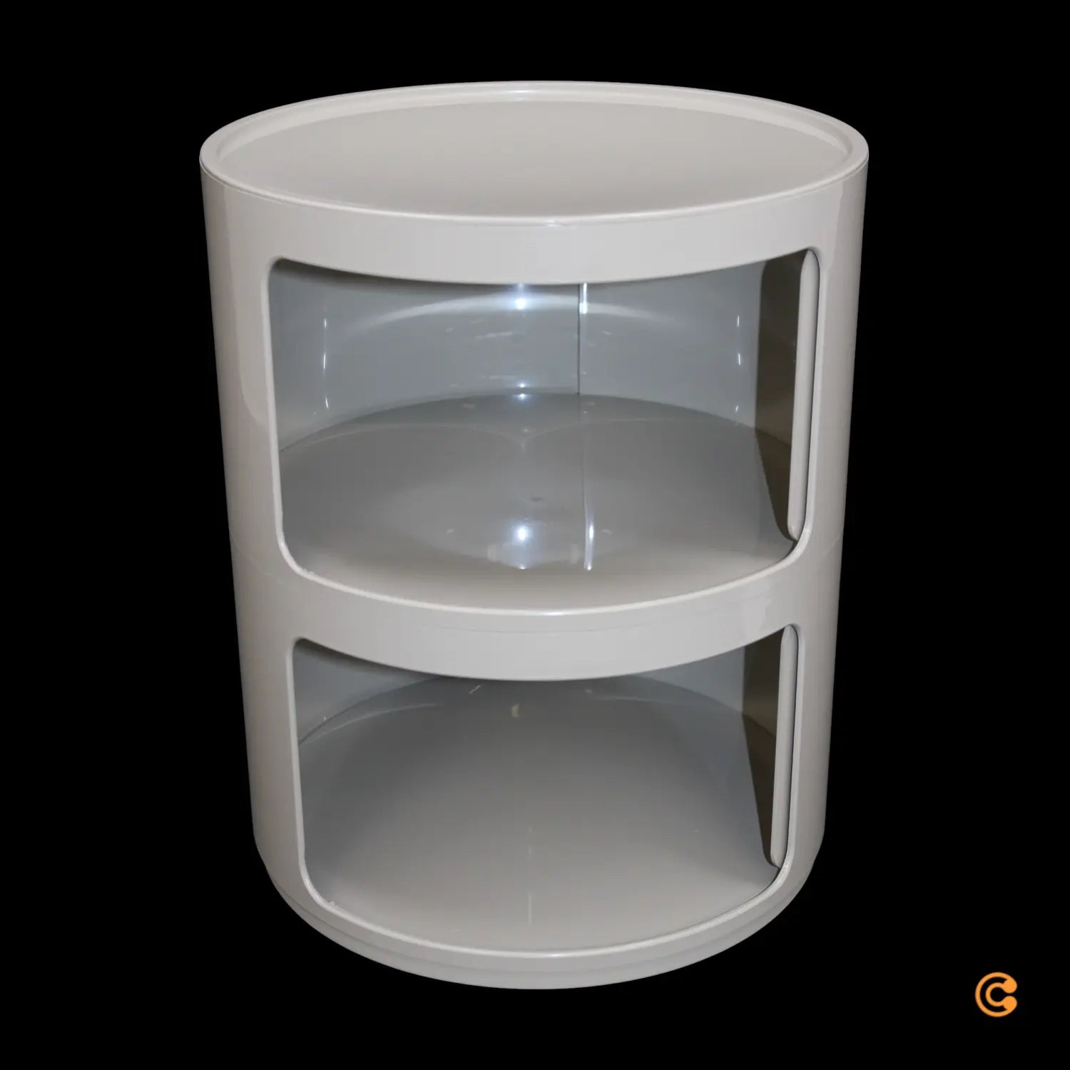 Kartell Componibili Container Schrank Aufbewahrung Rund 2 Ebenen Taubengrau B-Ware