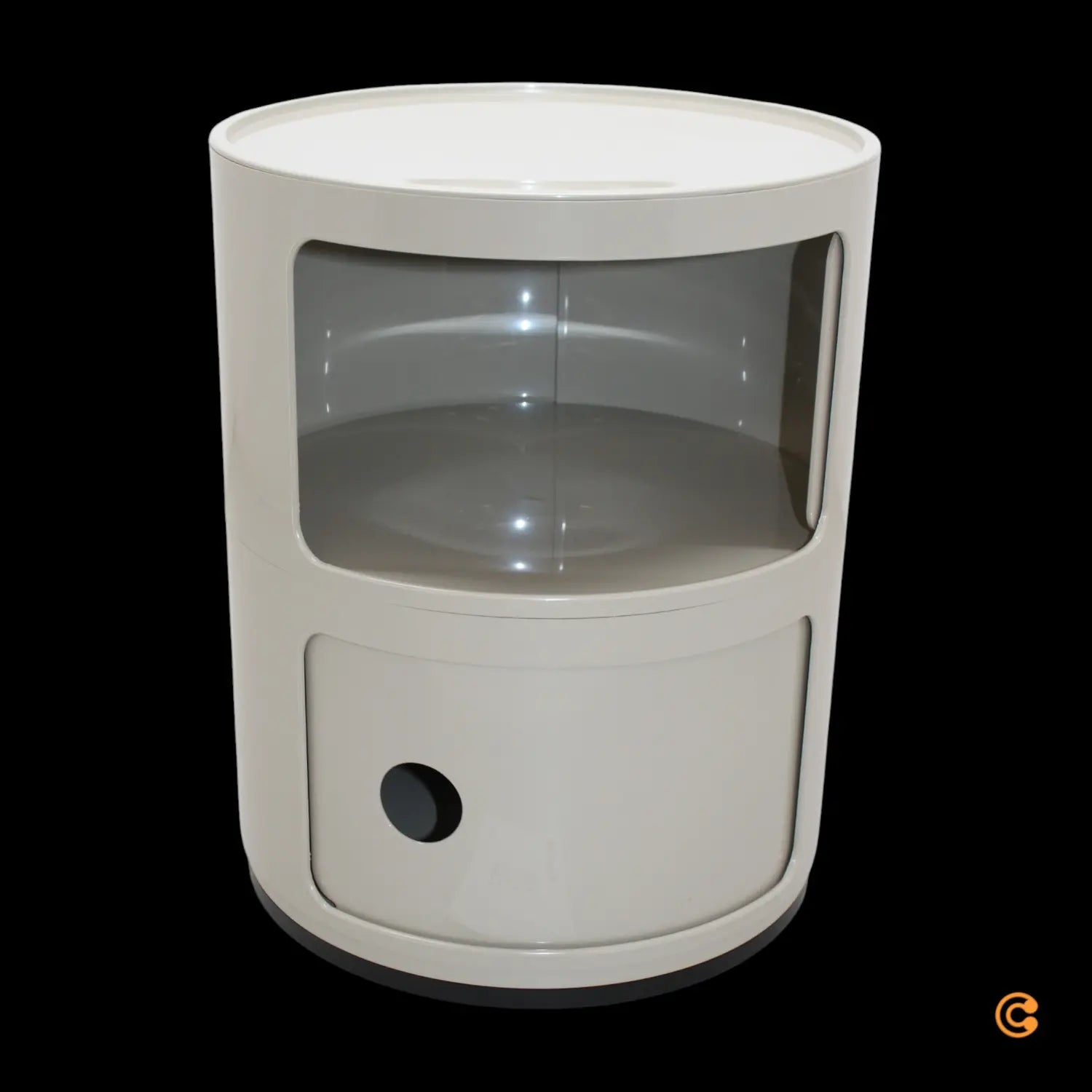 Kartell Componibili Container Schrank Aufbewahrung Rund 2 Ebenen Taubengrau B-Ware