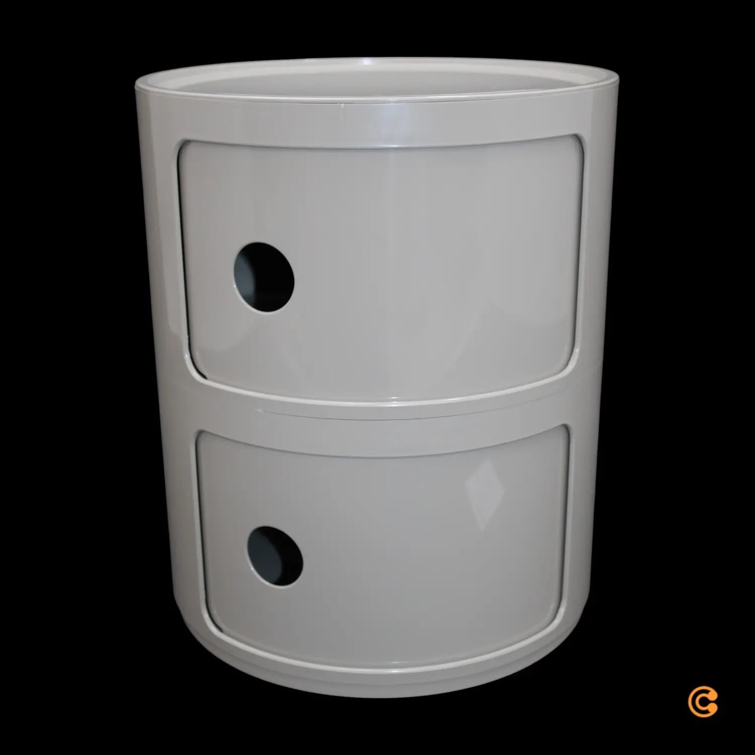 Kartell Componibili Container Schrank Aufbewahrung Rund 2 Ebenen Taubengrau B-Ware