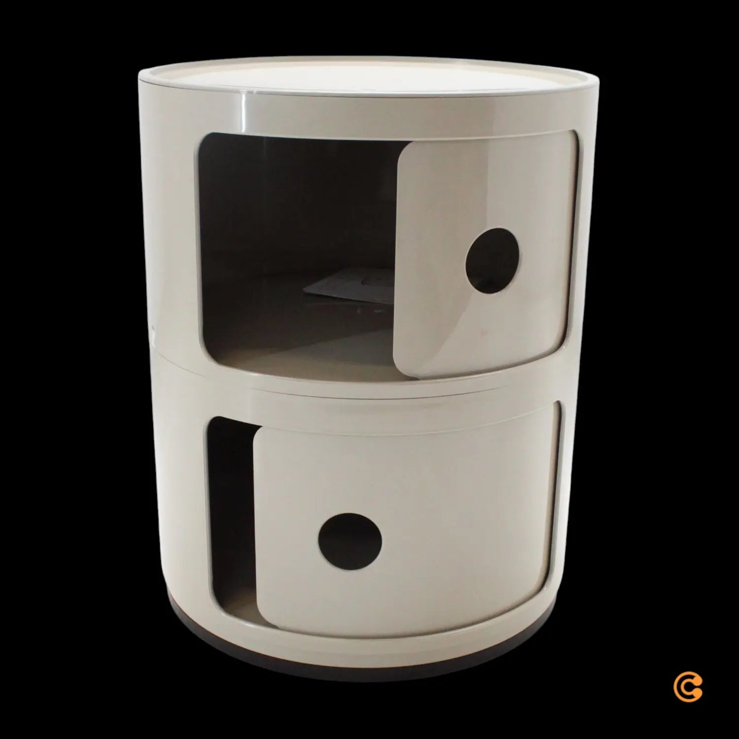 Kartell Componibili Container Schrank Aufbewahrung Rund 2 Ebenen Taubengrau B-Ware