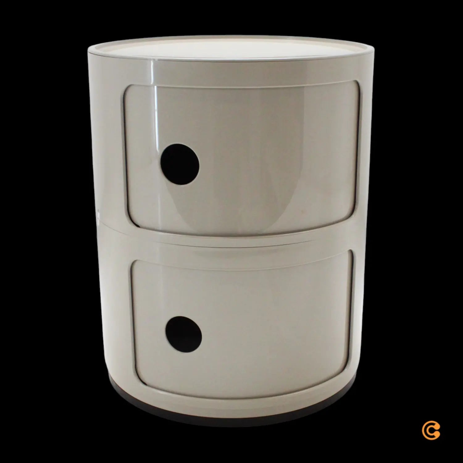 B-Ware Kartell Componibili Container Schrank Aufbewahrung Rund 2 Ebenen Taubengrau