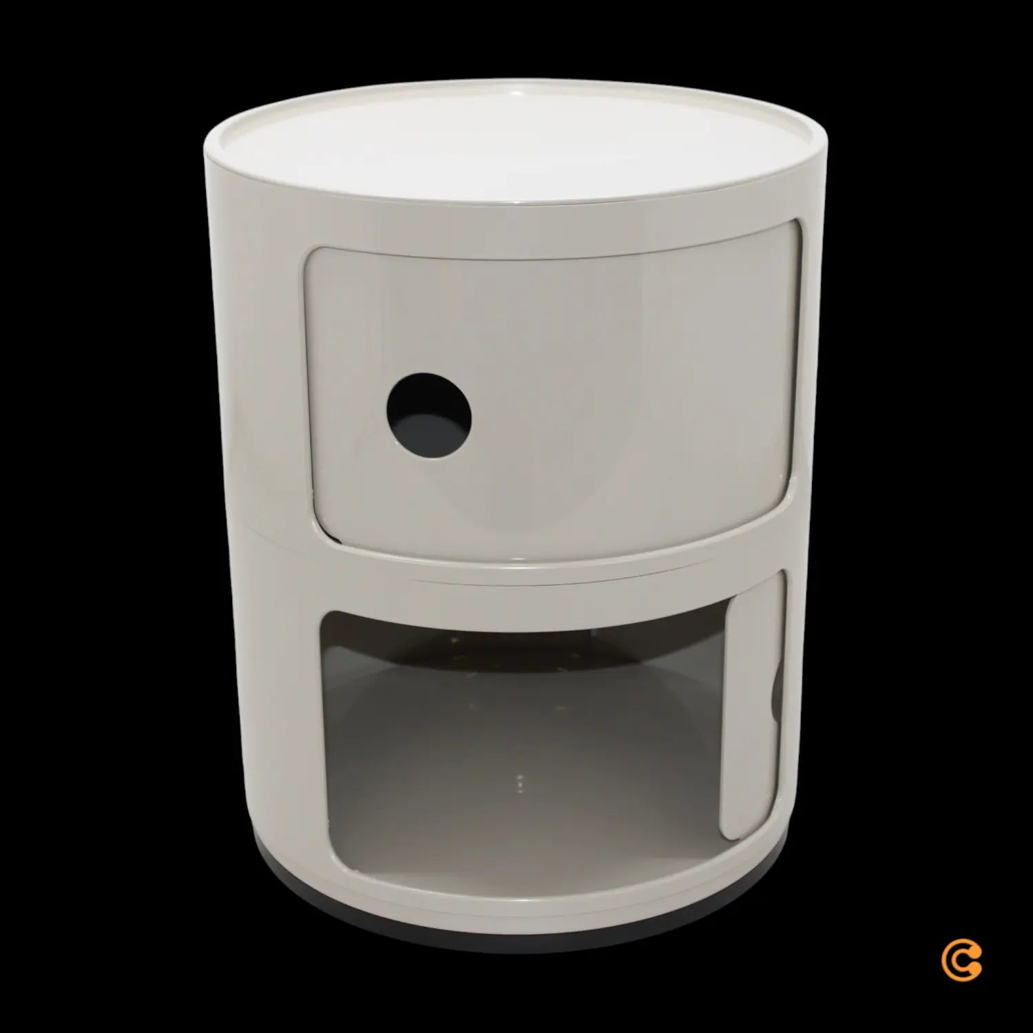 Kartell Componibili Container Schrank Aufbewahrung Rund 2 Ebenen Taubengrau B-Ware
