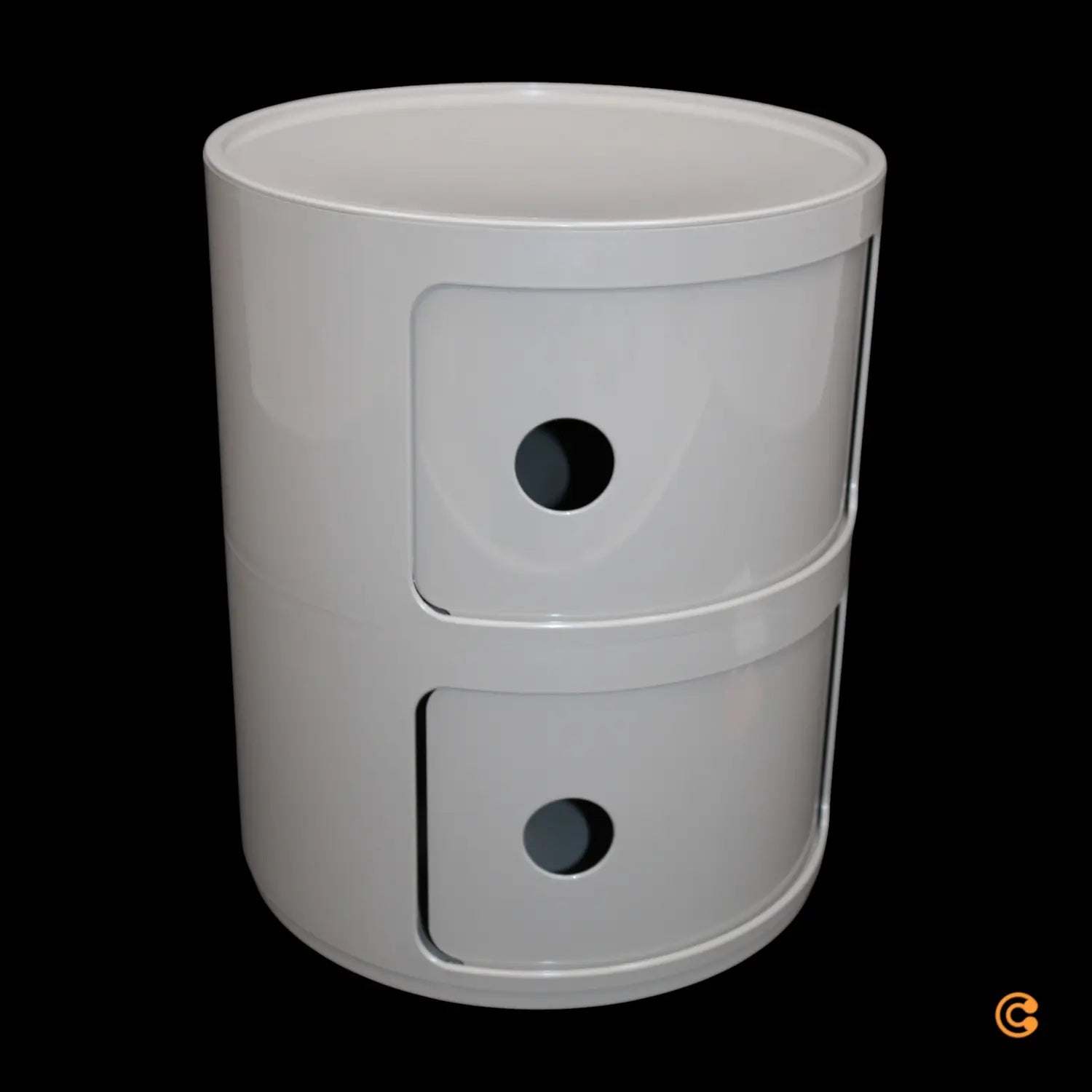 Kartell Componibili Container Schrank Aufbewahrung Rund 2 Ebenen Taubengrau B-Ware