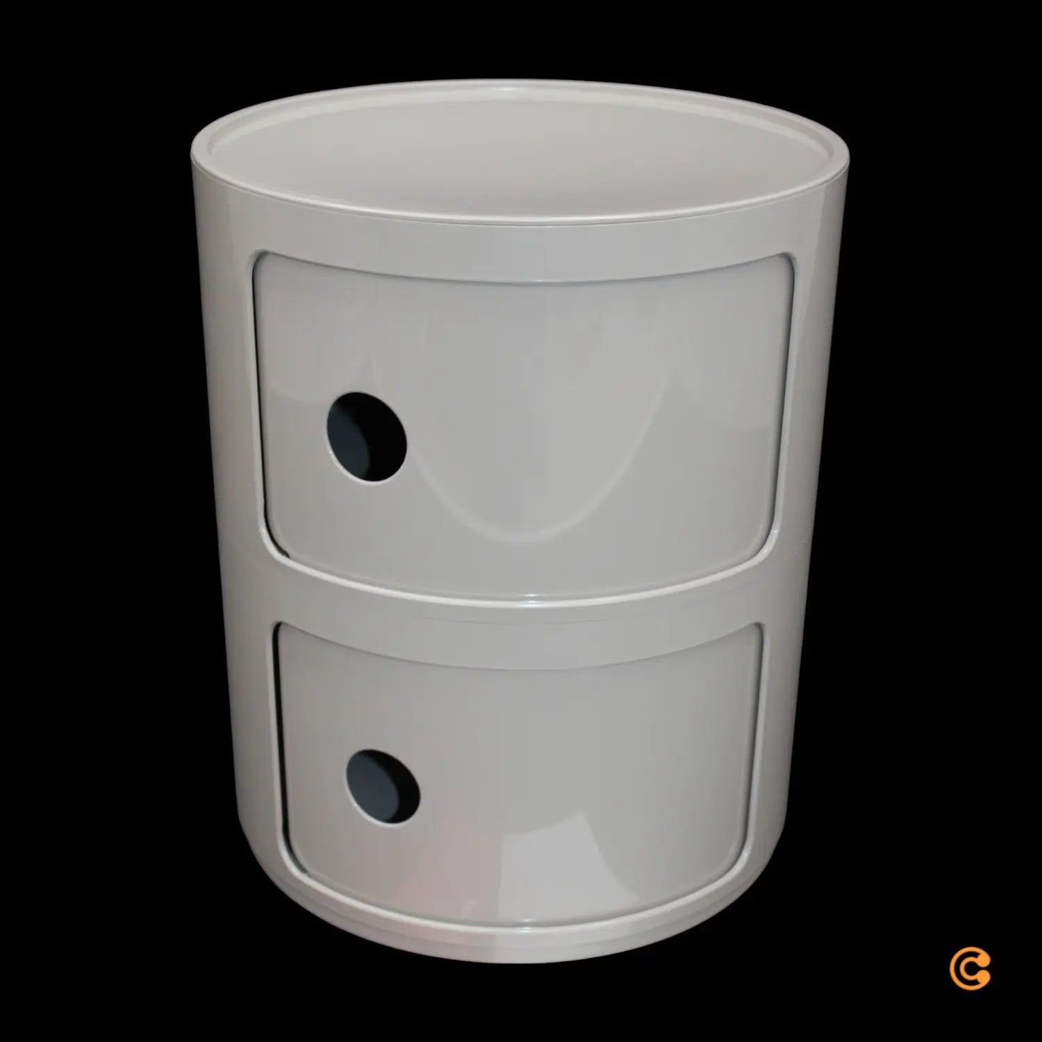 B-Ware Kartell Componibili Container Schrank Aufbewahrung Rund 2 Ebenen Taubengrau