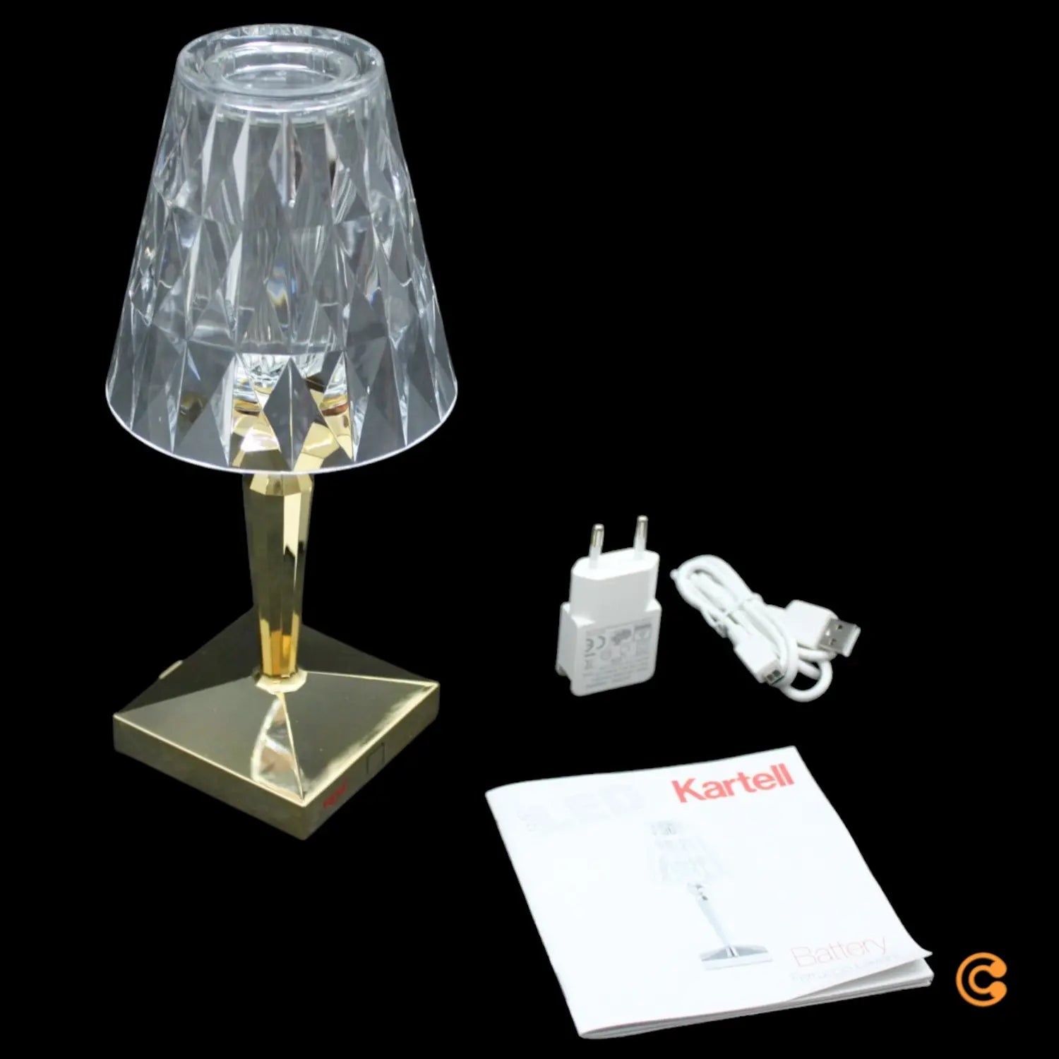 B-Ware Kartell Tischleuchte Tischlampe Led Akku Lampe Battery Leuchte Gold Transparent  - 8058967199666