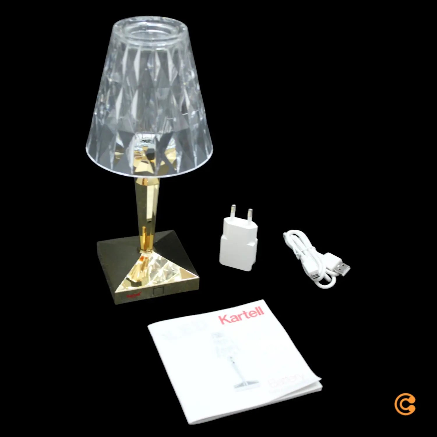 B-Ware Kartell Tischleuchte Tischlampe Led Akku Lampe Battery Leuchte Gold Transparent  - 8058967199666
